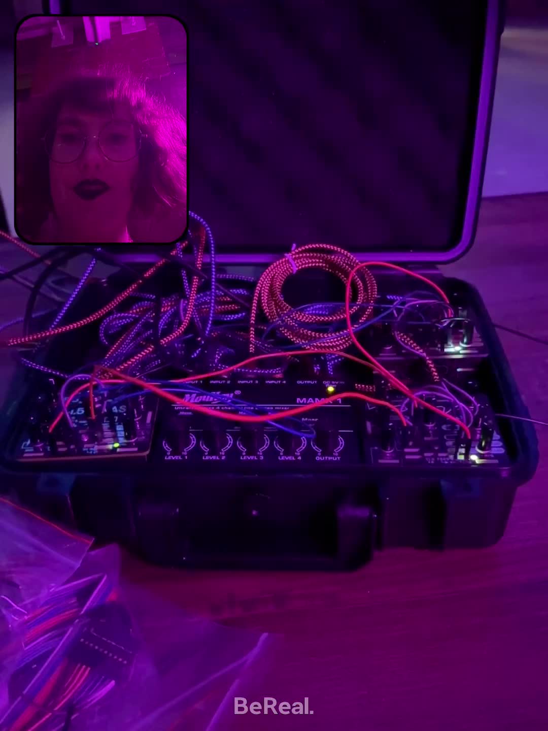 Synth jam was fun, went until the amp ran out of battery. Colleague at the thing was getting video of me patching when my BeReal notif po...