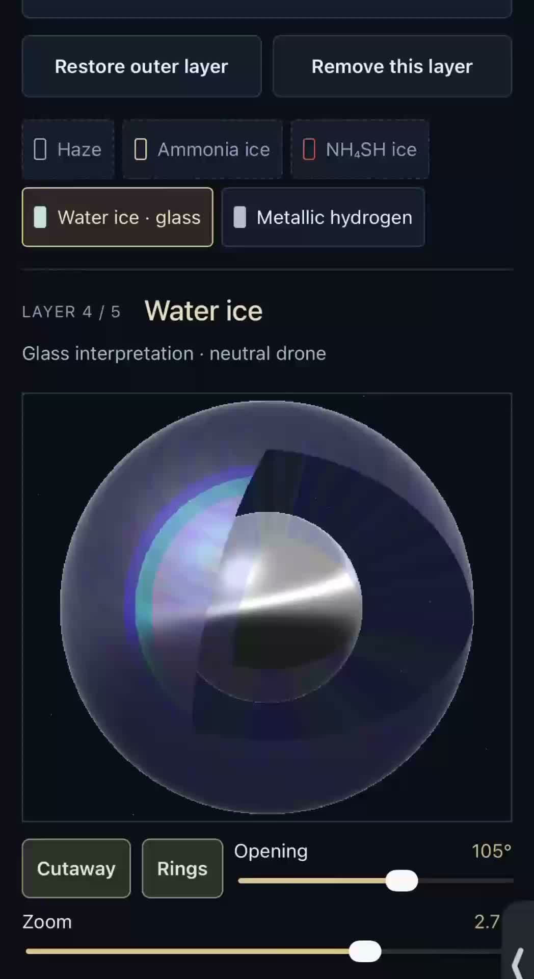 Reusing the basic sphere drone stuff as inner exotic ice lay…